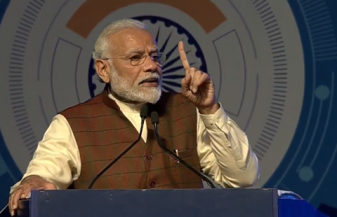 PM Shri Narendra Modi during the inaugural speech of the 11th edition of DefExpo in Lucknow, Uttar Pradesh