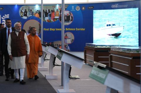 PM Shri Narendra Modi, along with UP CM Yogi Adityanath, visited the pavilions of the 11th edition of DefExpo in Lucknow.