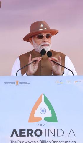 Prime Minister Shri Narendra Modi addresses the inaugural event of Aero India 2023.